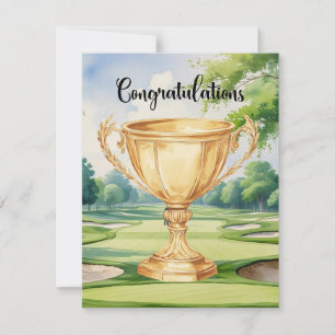 Golf Congratulations with golden cup celebration  Card