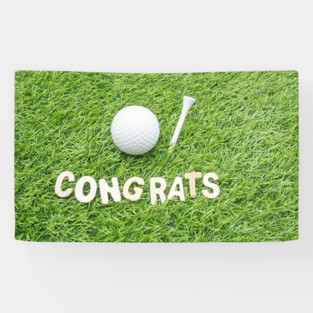 Golf Congratulations with golf ball on green Banner (Horizontal)