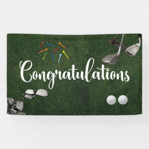 Golf Congratulations with golf ball on green Banner