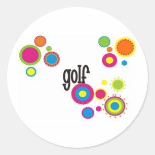 Golf Cool Polka Dots Classic Round Sticker