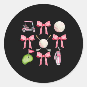 Golf Coquette Bow Golf Ball Mum Game Day Golfing G Classic Round Sticker