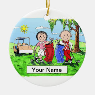 Golf Couple Ceramic Tree Decoration