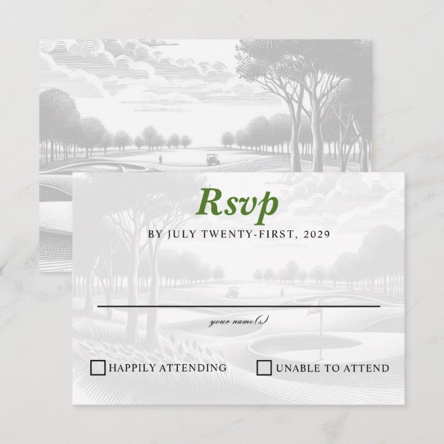 Golf Couple Wedding RSVP Card (Front/Back)