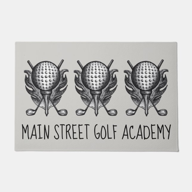 Golf Course Ball Tee Clubs Golfer Customised Doormat (Front)
