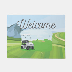 Golf course beautiful watercolor welcome golfer's  doormat