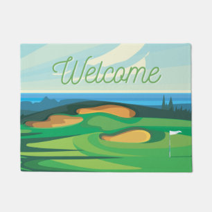 Golf course beautiful watercolor welcome golfer's  doormat