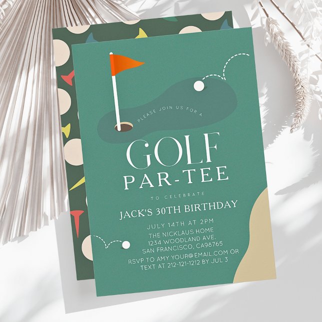 Golf Course Fairway Flag Adult Birthday Par-Tee Invitation (Creator Uploaded)