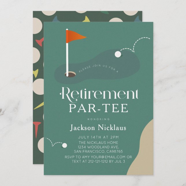 Golf Course Fairway Flag Retirement Par-Tee Invitation (Front/Back)