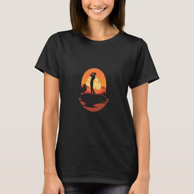 Golf Course Family Trip Cool Golfer In Sunset  2 T-Shirt (Front)
