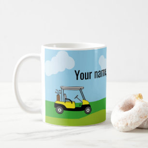 Golf Course Golf Cart Cartoon Personalised Coffee Mug