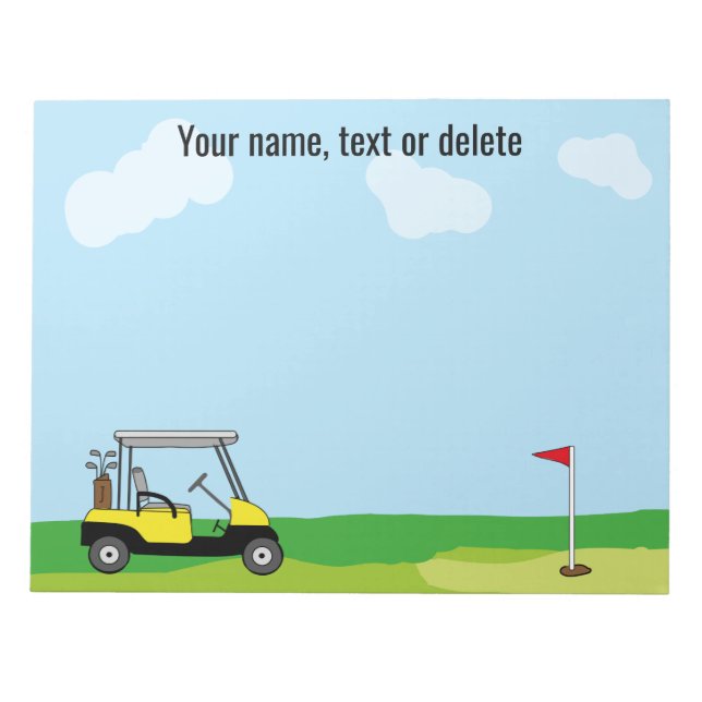 Golf Course Golf Cart Personalised Notepad (Front)