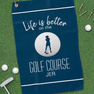 Golf Course Golfer Life Quote Lady Blue Custom Golf Towel