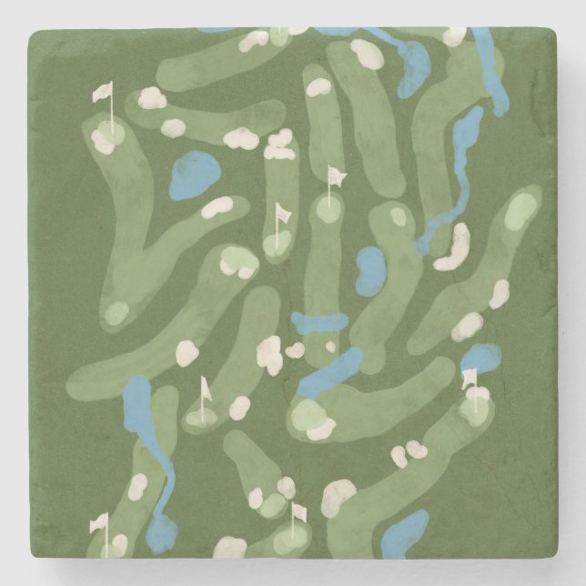 Golf course graphic on stone coaster (Front)