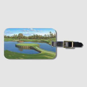 Golf course greeens background luggage tag