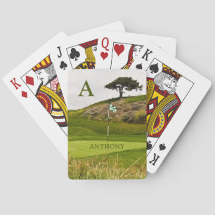 Golf Course Green Golfer Photography or Your Photo Playing Cards