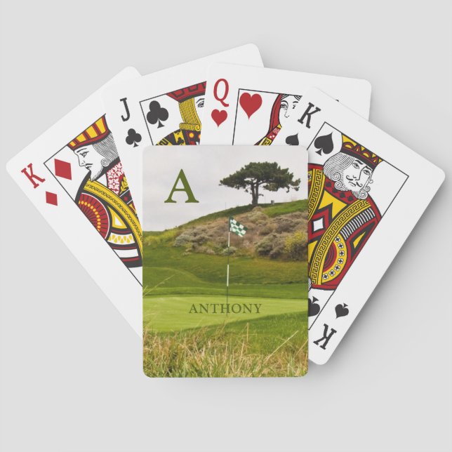 Golf Course Green Golfer Photography or Your Photo Playing Cards (Back)