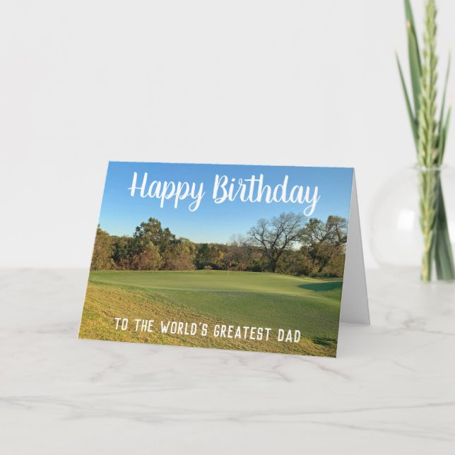Golf Course Happy Birthday Photo Personalised Dad Card (Front)