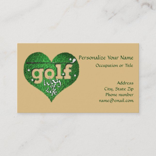 Golf Course Heart & Golf Club Way of Life Business Card (Front)
