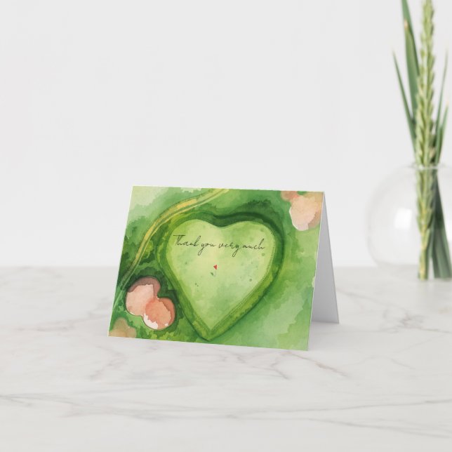 Golf course heart shape  thank you card (Front)