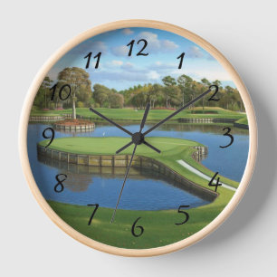 Golf Course Hole background round wall clock