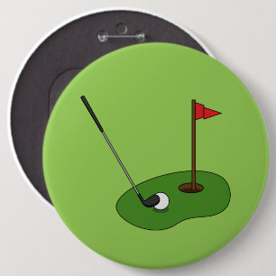 Golf Course Hole with Flag 6 Cm Round Badge