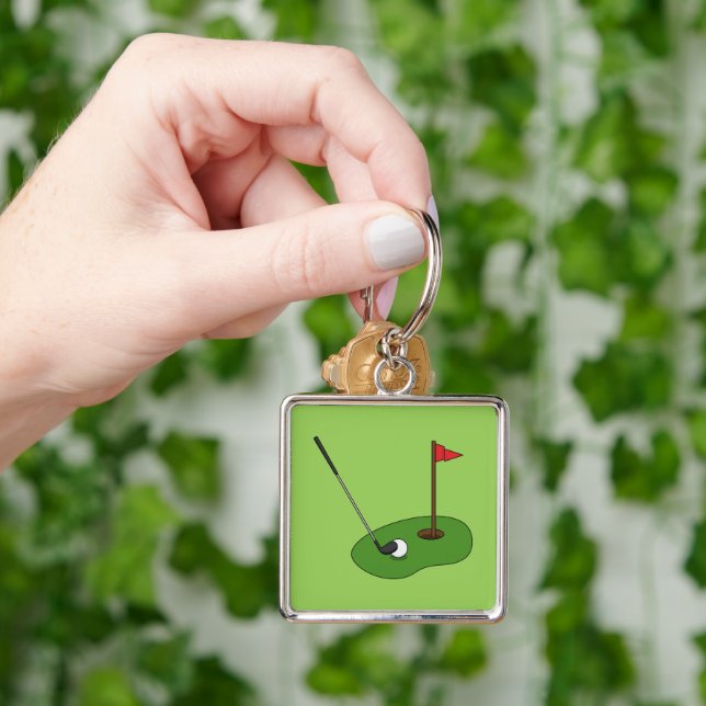 Golf Course Hole with Flag Key Ring (Hand)