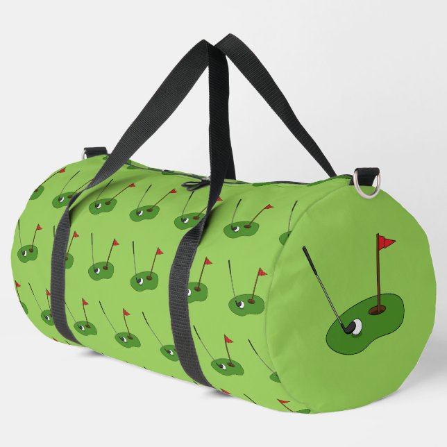 Golf Course Hole with Flag Pattern Duffle Bag (Left Corner)