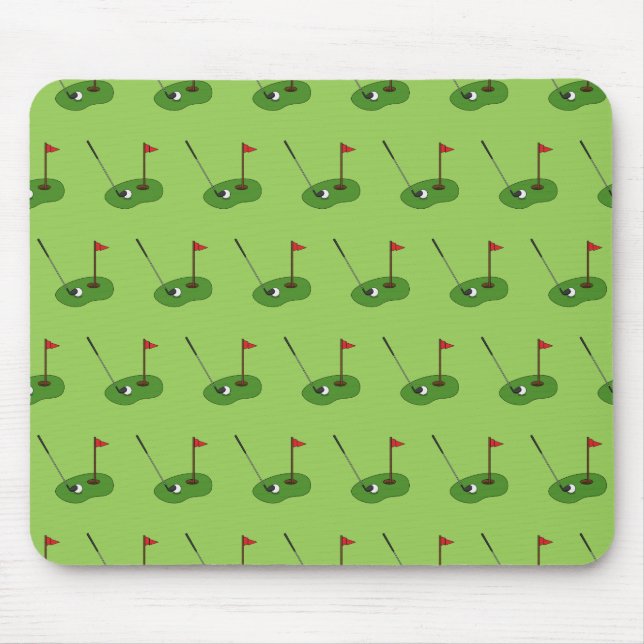 Golf Course Hole with Flag Pattern Mouse Mat (Front)