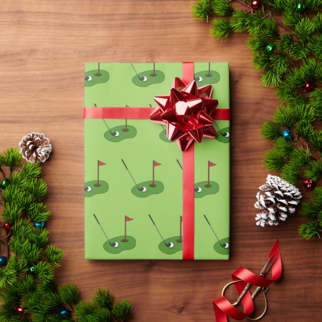 Golf Course Hole with Flag Pattern Wrapping Paper (Holiday Gift)