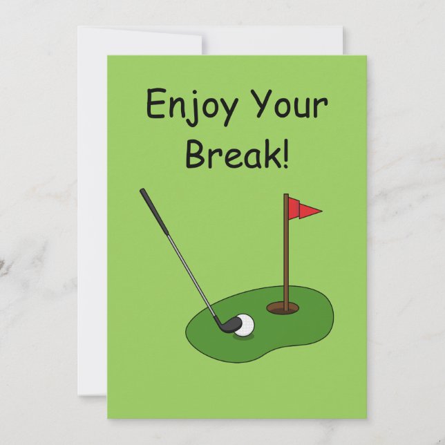 Golf Course Hole with Flag Personalise Holiday Card (Front)