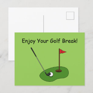 Golf Course Hole with Flag Personalise Holiday Postcard