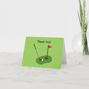 Golf Course Hole with Flag Personalise Thank You Card
