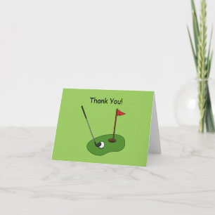 Golf Course Hole with Flag Personalise Thank You Card