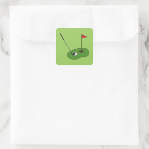 Golf Course Hole with Flag Square Sticker