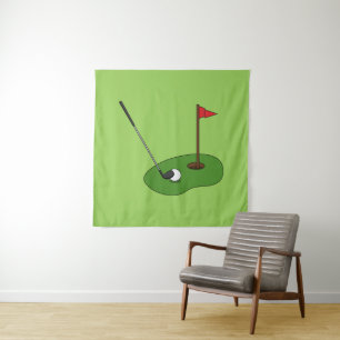 Golf Course Hole with Flag Tapestry