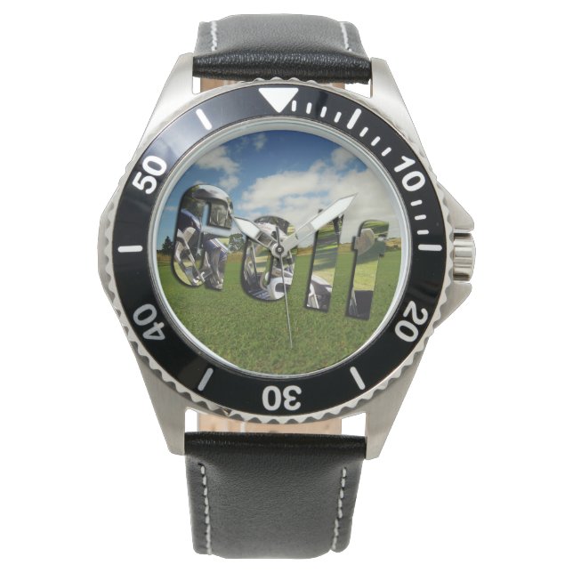Golf Course Logo, Mens Leather Watch (Front)