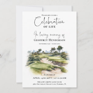 Golf Course Memorial Celebration of Life Invitation