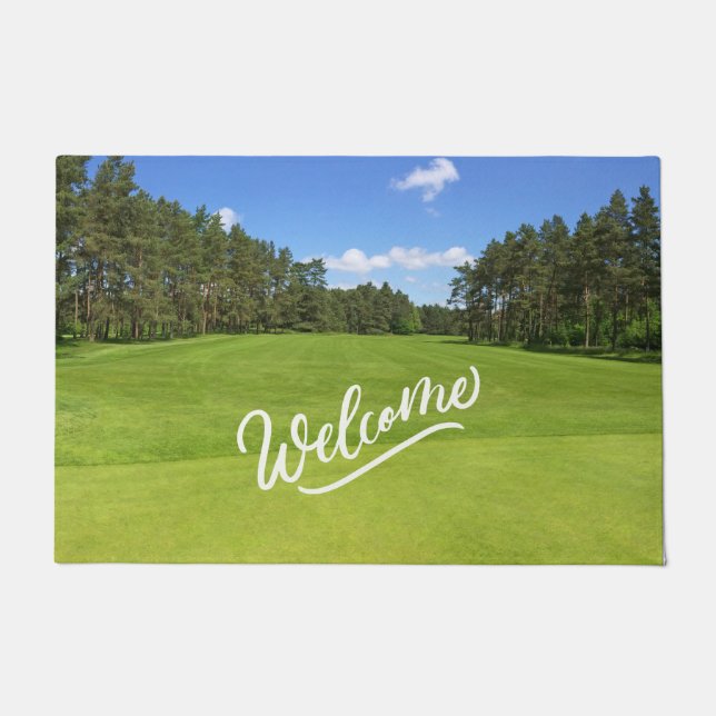 Golf course on green Welcome sign  Doormat (Front)