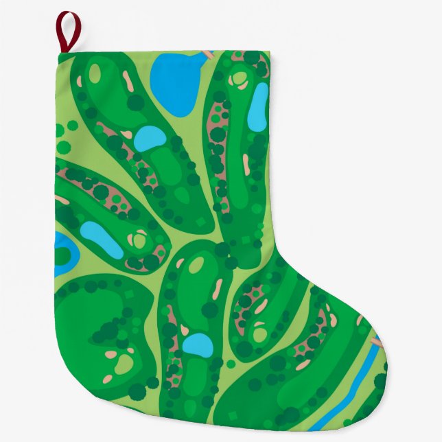 golf course par golf course green large christmas stocking (Front)