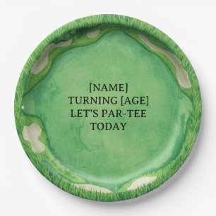 Golf Course Party Design with Custom Name & Event Paper Plate