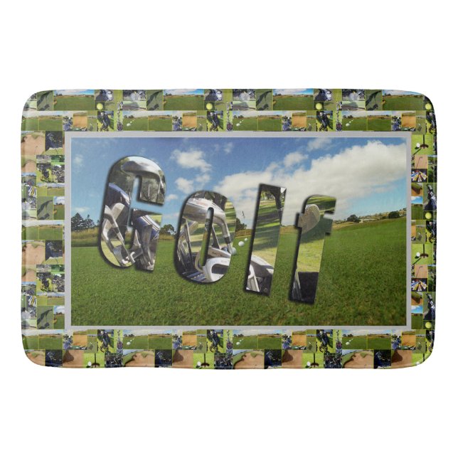 Golf Course Photo Collage And Logo, Bath Mat (Front)