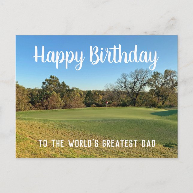 Golf Course Photo Custom Happy Birthday Dad Postcard (Front)