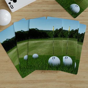Golf Course Photo Monogram Green Golfer Playing Cards