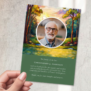 Golf Course Photo Sympathy Funeral Memorial Thank You Card