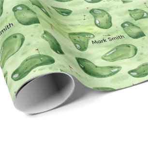 Golf Course putting green with red flag Wrapping Paper