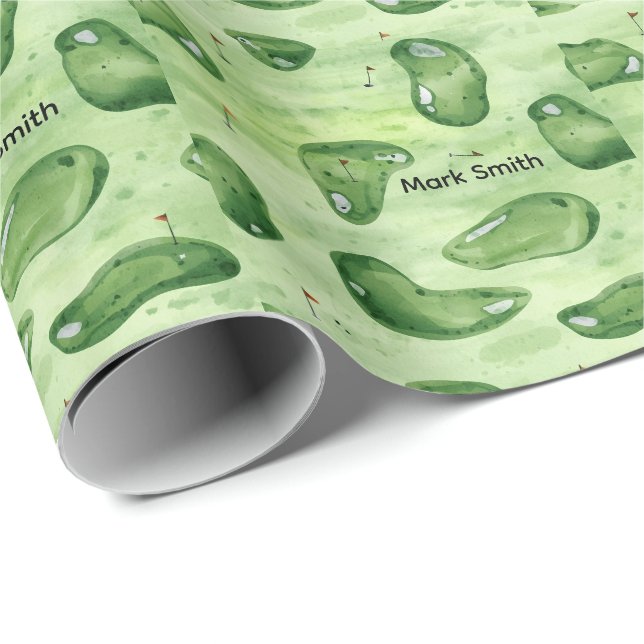 Golf Course putting green with red flag Wrapping Paper (Roll Corner)