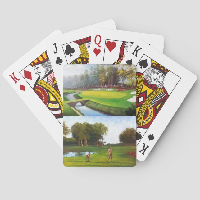 Golf Course Scenes on a Deck of Playing Cards (Back)