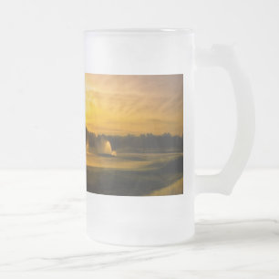 Golf Course Sprinklers at Daybreak Frosted Glass Beer Mug