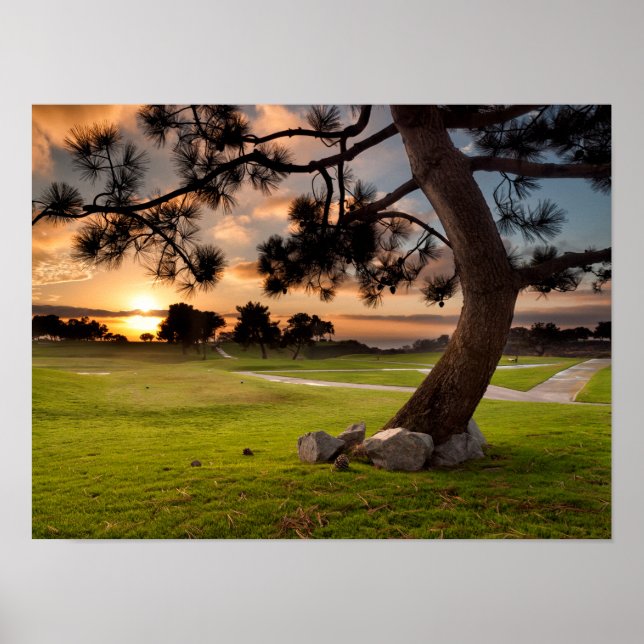 Golf Course Sunset Poster (Front)