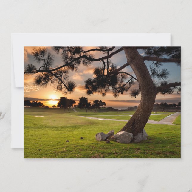 Golf Course Sunset Thank You Card (Front)